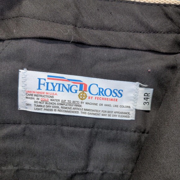 Flying Cross Men's Dress Pants Black Size 34R Pleated Front Made in USA - Picture 8 of 10